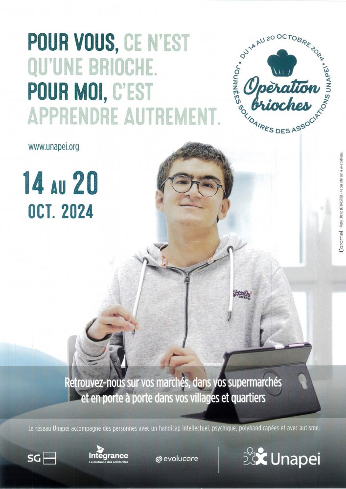 Opération brioche du 14 au 20 octobre 2024 à Blesmes © Mairie de BLESMES <strong>Opération brioche du 14 au 20 octobre 2024 à Blesmes</strong> <small>© Mairie de BLESMES</small>